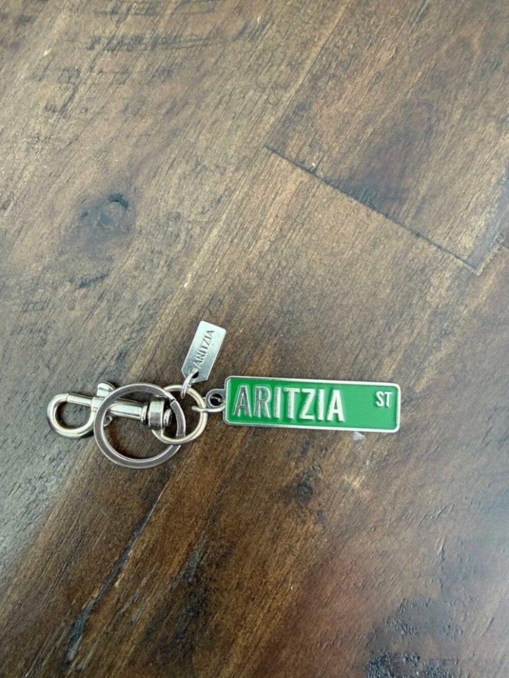Aritzia Green metal Street Sign Key Ring - limited edition